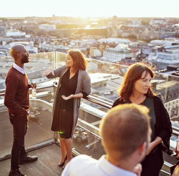 group of co workers in outdoor networking 604 x 593