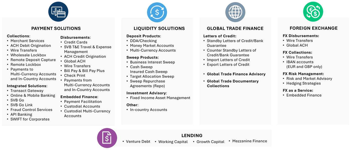 Infographic showing Green Valley Bank solutions ecosystem.