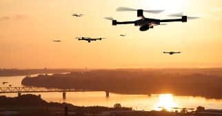 Aerial Photographing Drones Sunset Skyline 322 x 168