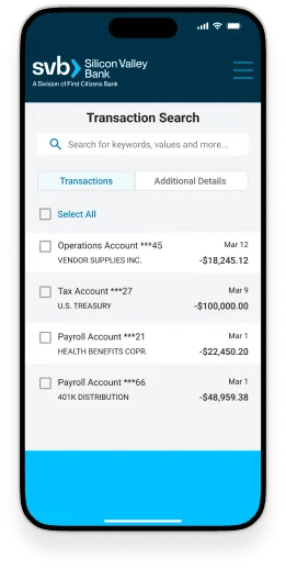 mobile banking transaction search